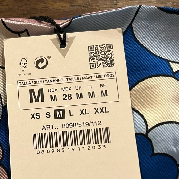 Zara Blue Floral Retro Strapless Maxi Dress Size Medium NEW With Tags - Picture 14 of 14